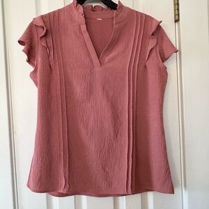 Romantic Cottagecore Dusty Rose Ruffle Blouse Lightweight Size Medium